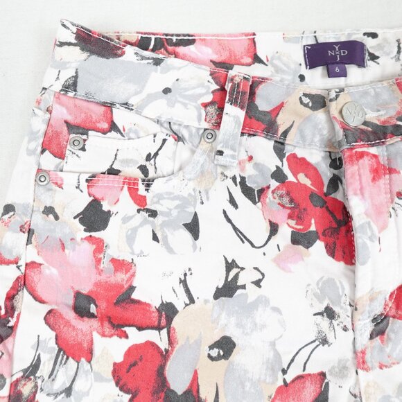 NYDJ Pink Floral Ankle Jeans Women's 6 Lift Tuck Stretch Denim - Picture 3 of 14